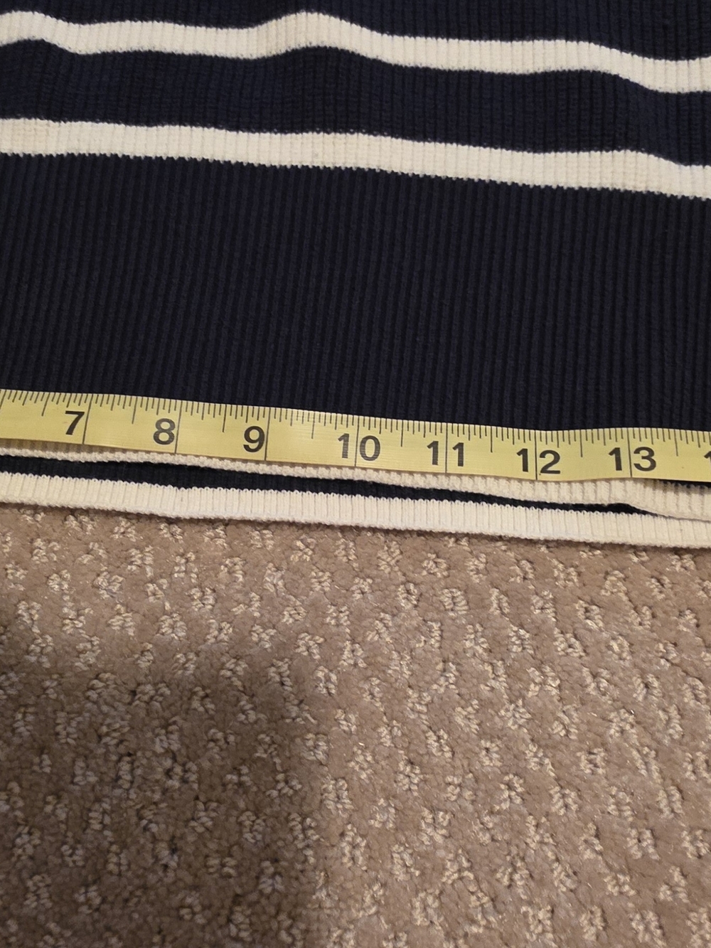 LOFT Navy and White Striped Crew Sweater